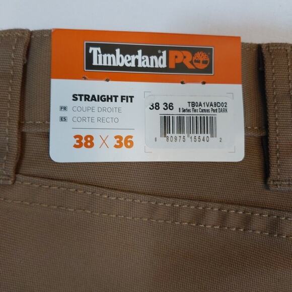 TIMBERLAND PRO STRAIGHT FIT 8 SERIES FLEX CANVAS WORK PANTS SIZE 38x36 NWT - Picture 7 of 7